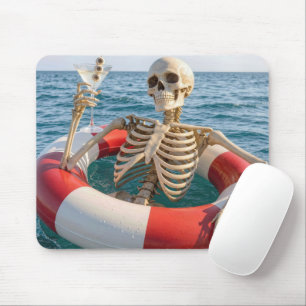 Halloween Skeleton Floating in a Lifebuoy Mouse Mat