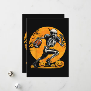 Halloween Skeleton Football Player Running Holiday Card
