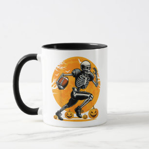 Halloween Skeleton Football Player Running Mug