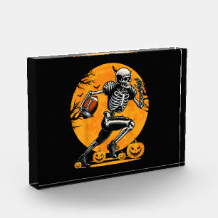 Halloween Skeleton Football Player Running Photo Block