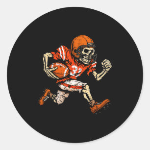 Halloween Skeleton Football Player Soky Season Men Classic Round Sticker