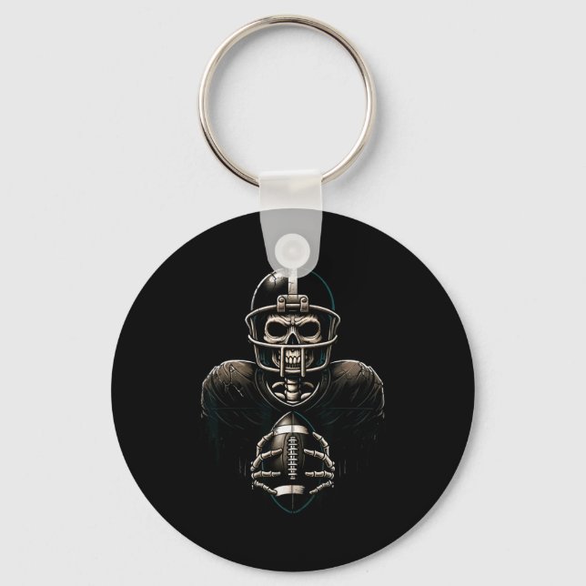 Halloween Skeleton Football Player Soky Srts Graph Key Ring (Front)