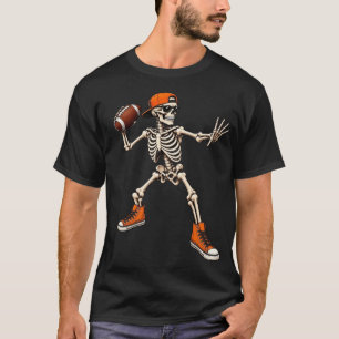 Halloween Skeleton Football Player T-Shirt
