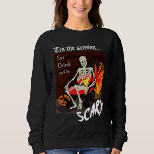 Halloween Skeleton Friendly Pumpkin and Flaming Fi Sweatshirt