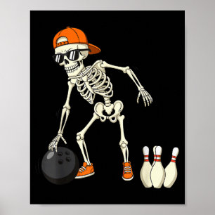 Halloween Skeleton Funny Bowling Lovers For Teens  Poster
