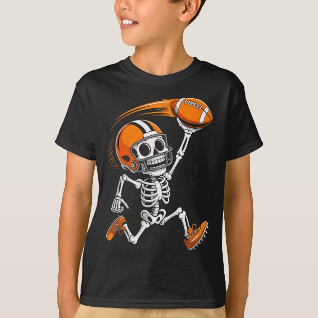 Halloween Skeleton Funny Football Shirt For Teens  (Front)