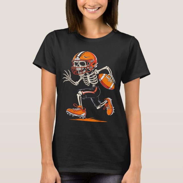 Halloween Skeleton Funny Football Shirt For Teens  (Front)