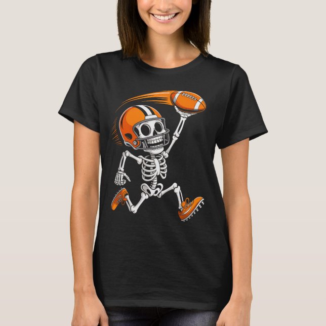Halloween Skeleton Funny Football Shirt For Teens  (Front)