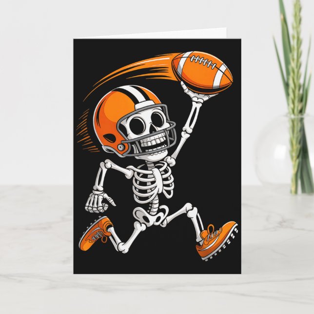 Halloween Skeleton Funny Football Shirt For Teens  Card (Front)