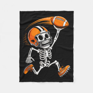 Halloween Skeleton Funny Football Shirt For Teens  Fleece Blanket