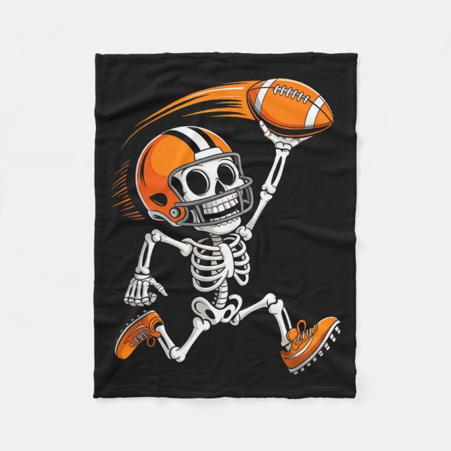 Halloween Skeleton Funny Football Shirt For Teens  Fleece Blanket (Front)