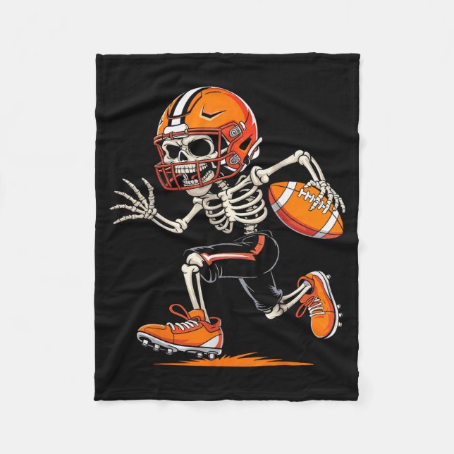 Halloween Skeleton Funny Football Shirt For Teens  Fleece Blanket (Front)
