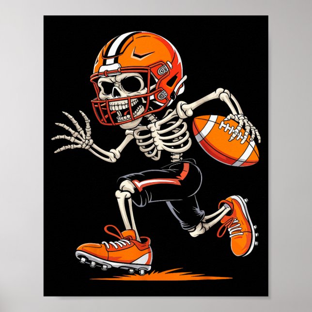 Halloween Skeleton Funny Football Shirt For Teens  Poster (Front)