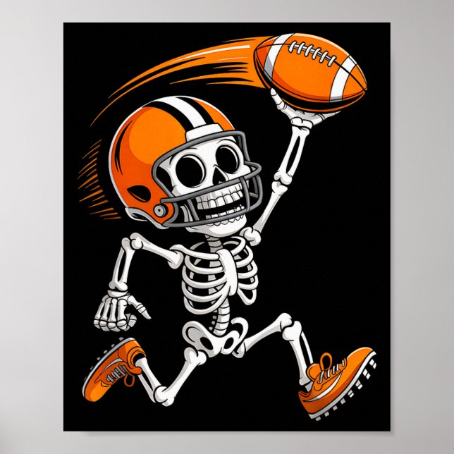 Halloween Skeleton Funny Football Shirt For Teens  Poster (Front)