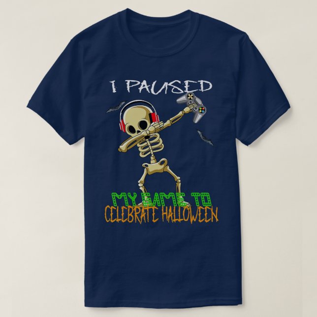 Halloween Skeleton funny Gamer ghost boys kids tee (Design Front)