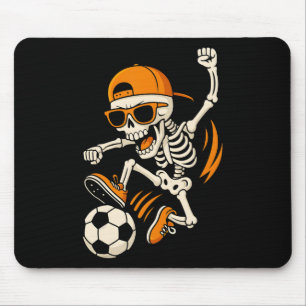 Halloween Skeleton Funny Soccer Shirt For Boys Men Mouse Mat