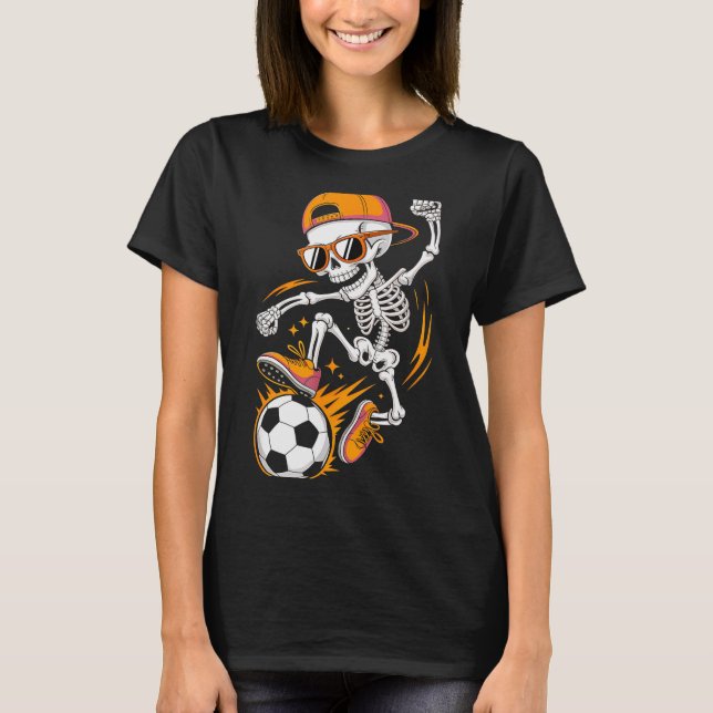 Halloween Skeleton Funny Soccer Shirt For Teens Bo (Front)