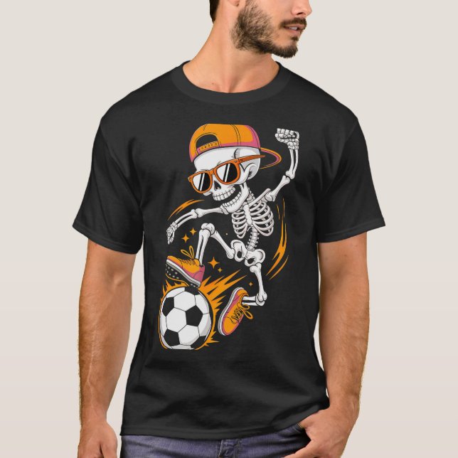 Halloween Skeleton Funny Soccer Shirt For Teens Bo (Front)