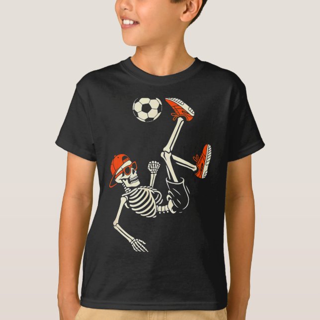 Halloween Skeleton Funny Soccer Shirt For Teens Bo (Front)