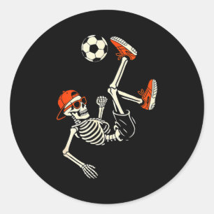 Halloween Skeleton Funny Soccer Shirt For Teens Bo Classic Round Sticker