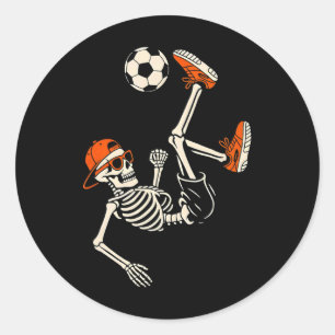Halloween Skeleton Funny Soccer Shirt For Teens Bo Classic Round Sticker