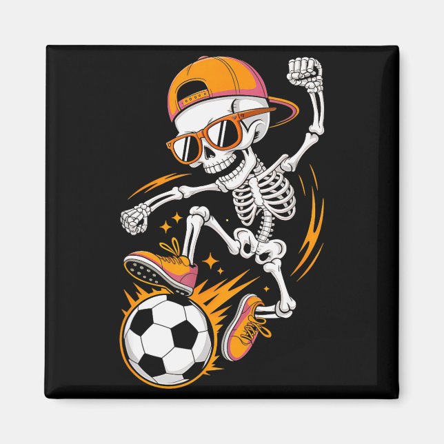 Halloween Skeleton Funny Soccer Shirt For Teens Bo Magnet (Front)