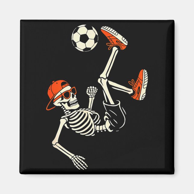 Halloween Skeleton Funny Soccer Shirt For Teens Bo Magnet (Front)