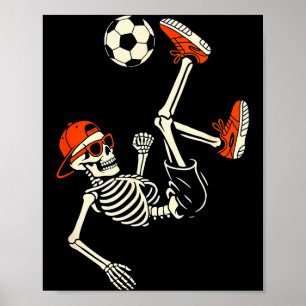 Halloween Skeleton Funny Soccer Shirt For Teens Bo Poster