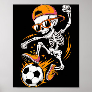 Halloween Skeleton Funny Soccer Shirt For Teens Bo Poster