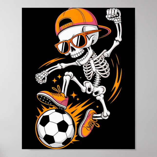 Halloween Skeleton Funny Soccer Shirt For Teens Bo Poster (Front)