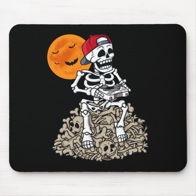 Halloween Skeleton Gamer Boys Kids Teens Gaming 1 Mouse Mat (Front)