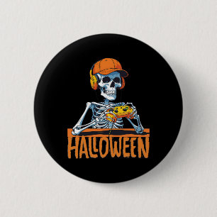 Halloween Skeleton Gamer Funny Video Gaming Boys M 6 Cm Round Badge