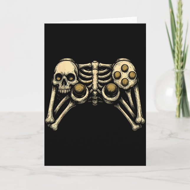 Halloween Skeleton Gamer Gaming Controller Costume Card (Front)