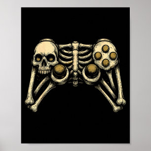 Halloween Skeleton Gamer Gaming Controller Costume Poster