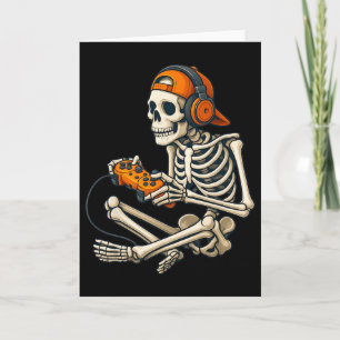Halloween Skeleton Gamer Headphones Video Gaming C Card
