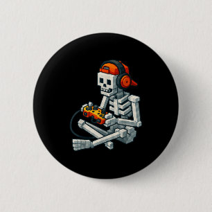 Halloween Skeleton Gamer Pixel Video Gaming Boys M 6 Cm Round Badge