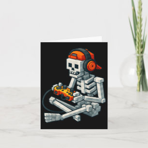 Halloween Skeleton Gamer Pixel Video Gaming Boys M Card