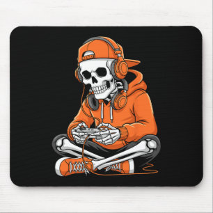 Halloween Skeleton Gamer Video Gaming Boys Men Kid Mouse Mat