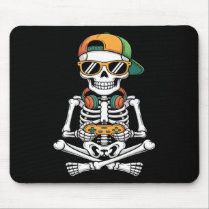 Halloween Skeleton Gamer Video Gaming Boys Men Kid Mouse Mat
