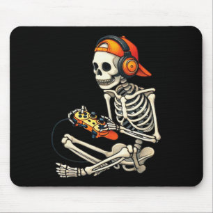 Halloween Skeleton Gamer Video Gaming Boys Men Kid Mouse Mat