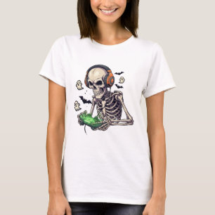 Halloween Skeleton Gamer Video Gaming Boys Men Kid T-Shirt