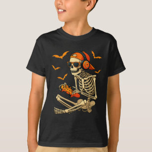 Halloween Skeleton Gamer Video Gaming Boys Men T-Shirt