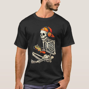 Halloween Skeleton Gamer Video Gaming Boys Men T-Shirt