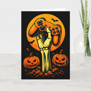 Halloween Skeleton Gamer Video Gaming Controller B Card