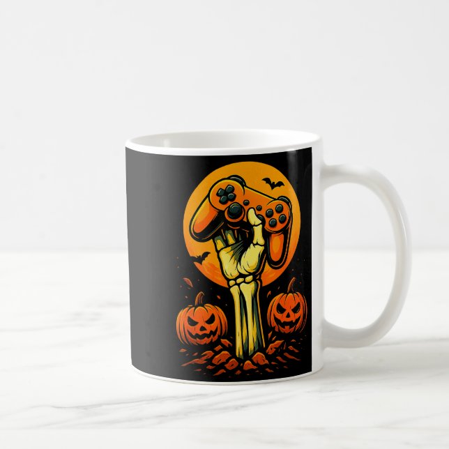 Halloween Skeleton Gamer Video Gaming Controller B Coffee Mug (Right)