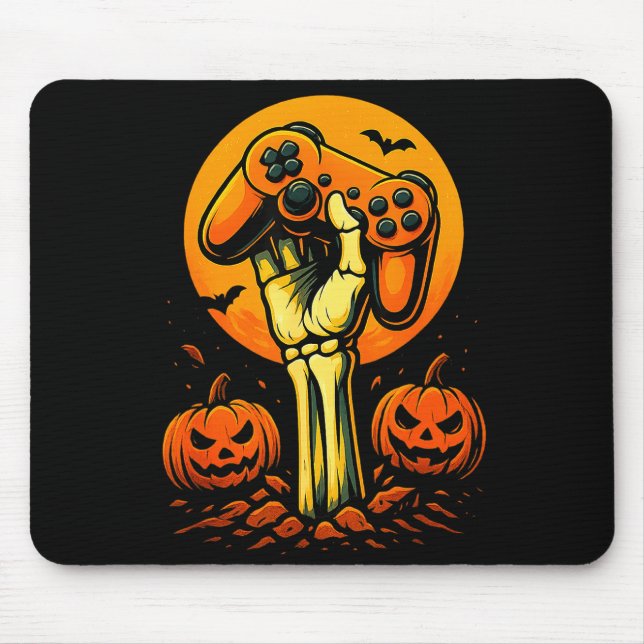 Halloween Skeleton Gamer Video Gaming Controller B Mouse Mat (Front)