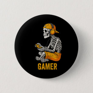 Halloween Skeleton Gamer Video Gaming Funny Skelet 6 Cm Round Badge