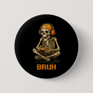 Halloween Skeleton Gamer Video Gaming Funny Skelet 6 Cm Round Badge