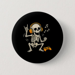 Halloween Skeleton Gamer Video Gaming Funny Skelet 6 Cm Round Badge