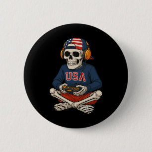 Halloween Skeleton Gamer Video Gaming Funny Skelet 6 Cm Round Badge